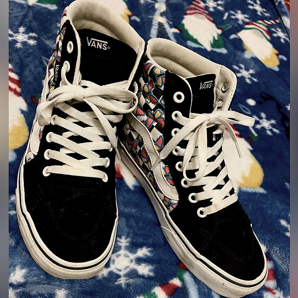 Butterfly Checker Sk8-Hi Top Vans 8.5 W